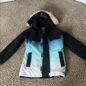 686 Black Thermal Jacket with ombré blue/aqua hues